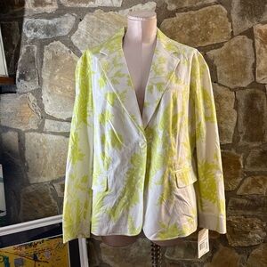 NWT Liz Claiborne White & Lime Green Floral Blazer – Size 18W